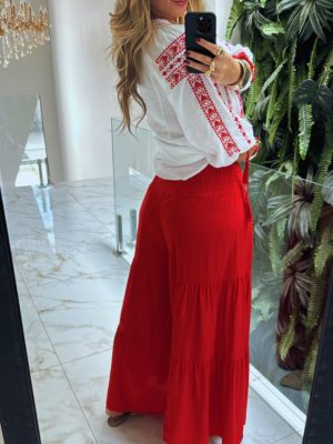 calça viscose vermelho