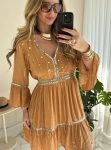 vestido curto boho luxo amarelo