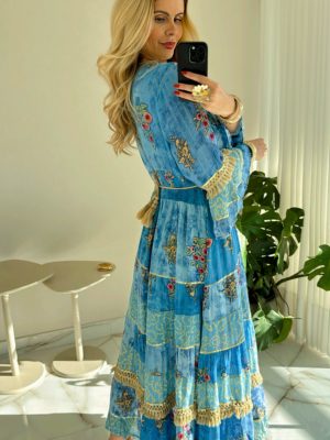vestido boho azul