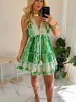 vestido curto boho chic verde