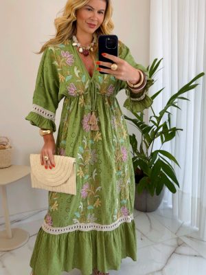 vestido boho chic marrom