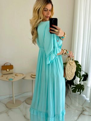 vestido boho chic verde