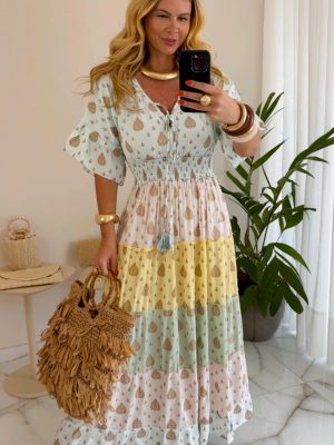 vestido boho chic marrom