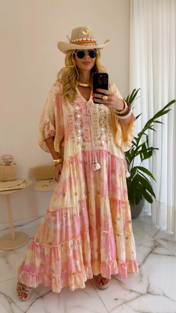 vestido boho chic marrom