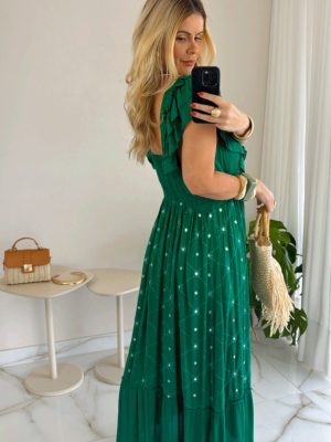 vestido boho chic verde