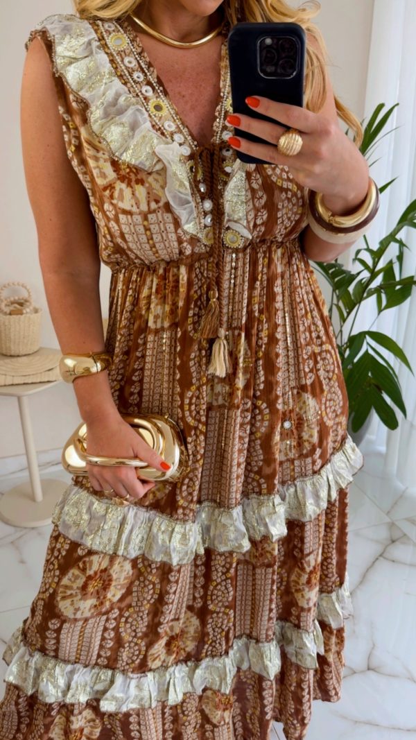 vestido boho chic marrom vestido boho chic marrom