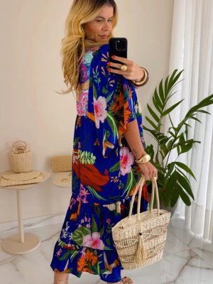 vestido boho chic marrom
