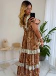 vestido boho chic marrom
