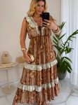 vestido boho chic marrom