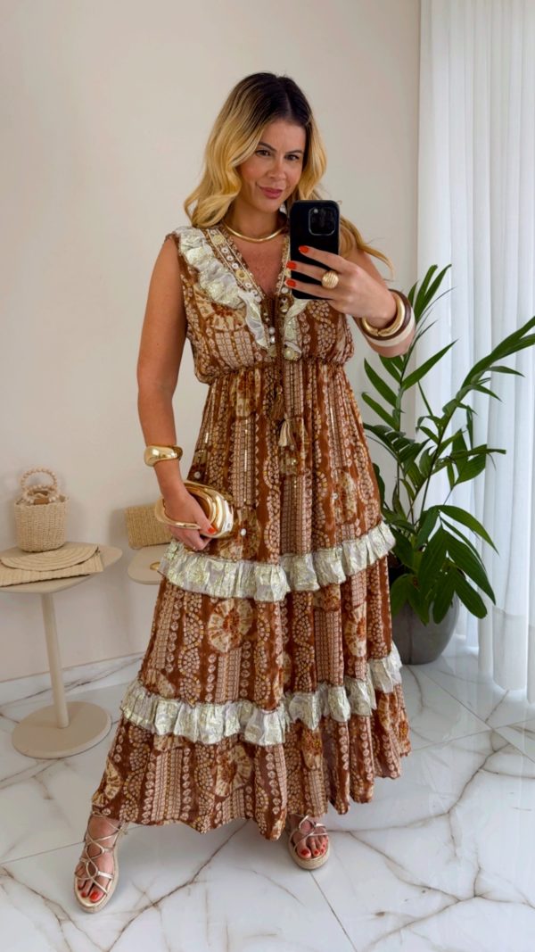 vestido boho chic marrom vestido boho chic marrom