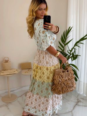vestido boho chic marrom