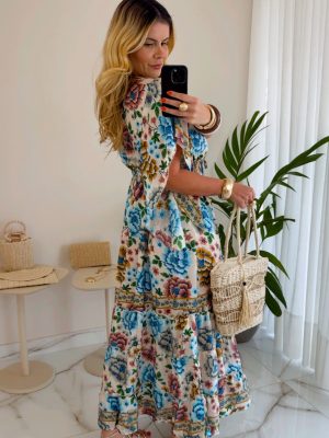 vestido boho chic marrom