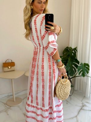 vestido boho chic vermelho