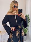 saia boho chic preto