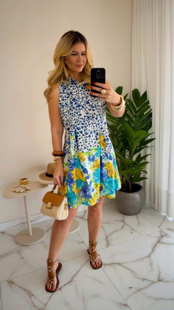 vestido catarina branco azul