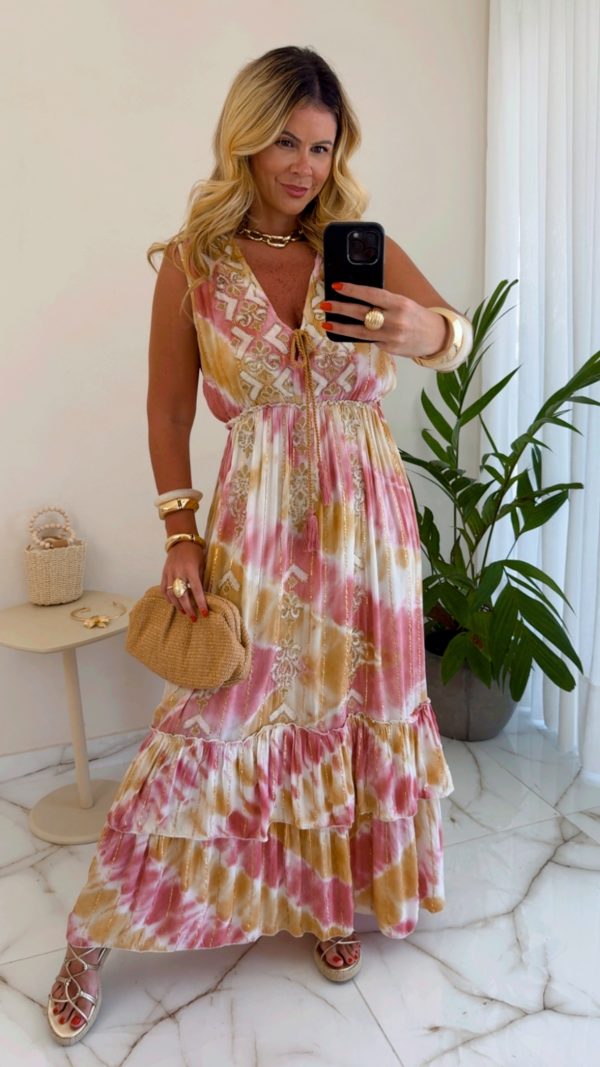 vestido boho chic croche laranja