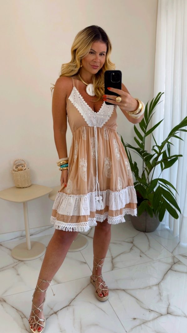 vestido boho chic croche laranja