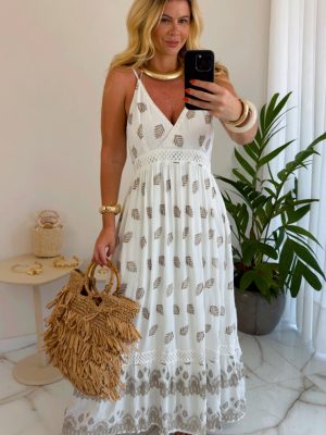 vestido boho chic luxo verde