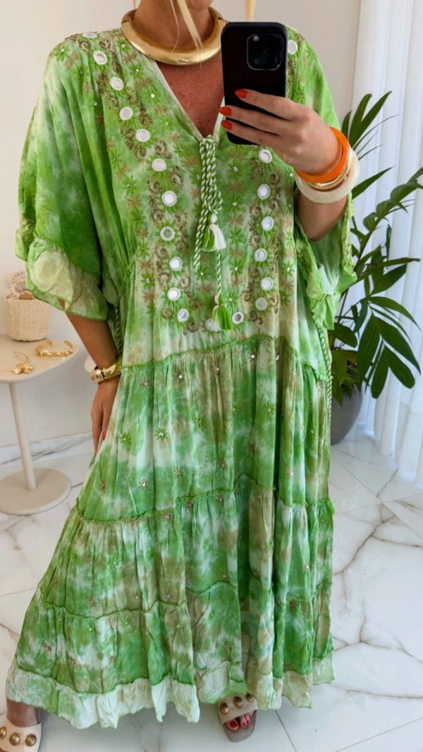 vestido boho chic luxo verde vestido boho chic luxo verde