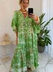 vestido boho chic luxo verde