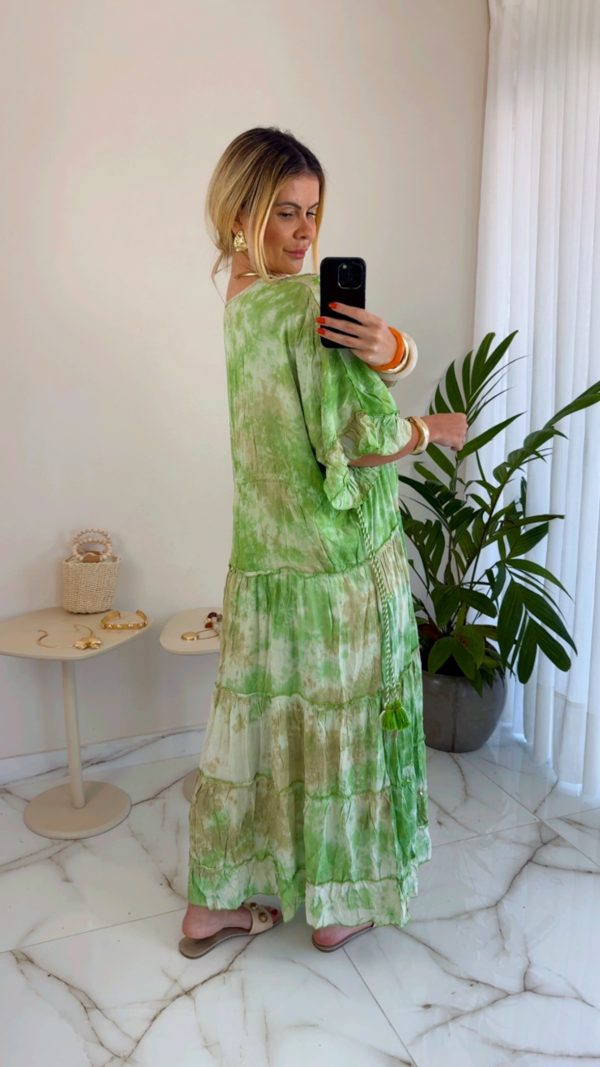 vestido boho chic luxo verde vestido boho chic luxo verde