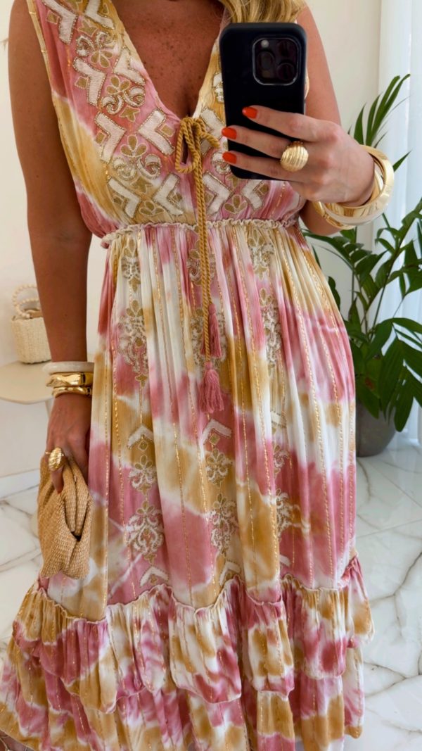 vestido boho chic rosa/caramelo vestido boho chic rosa/caramelo