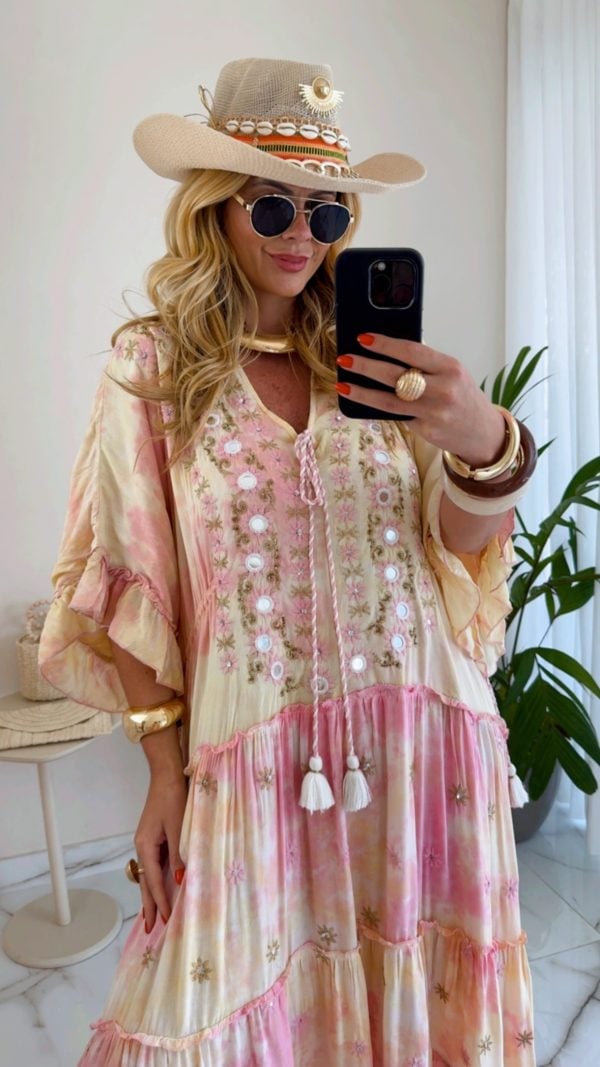 vestido boho chic luxo rosa vestido boho chic luxo rosa