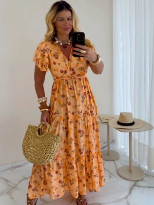 vestido midi estampado