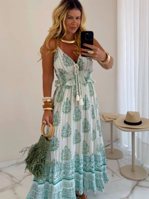 vestido midi estampado