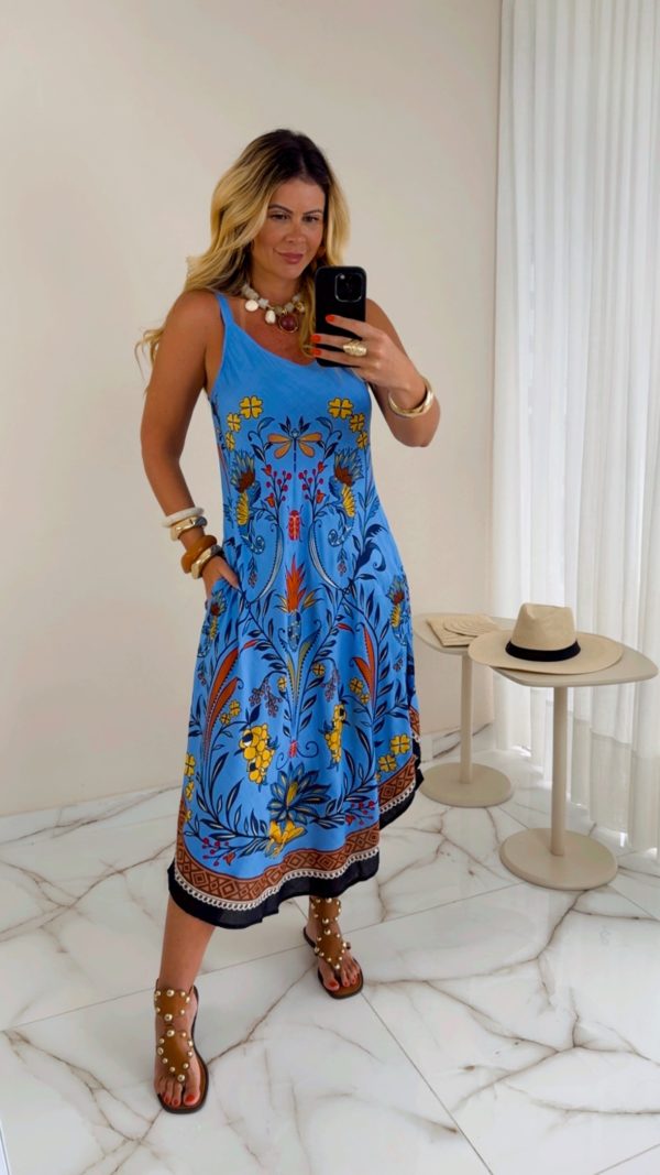 vestido midi estampado