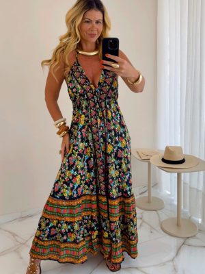 vestido midi estampado