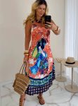 vestido midi estampado