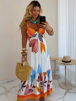 vestido midi estampado