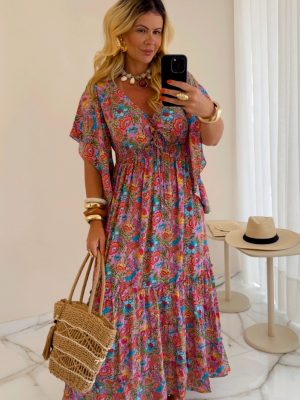 vestido midi estampado
