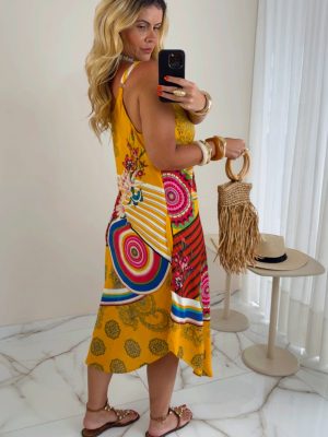 vestido midi estampado