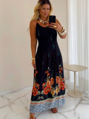 vestido boho chic azul