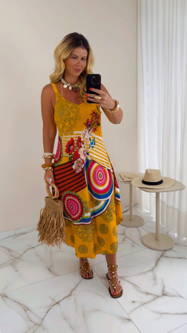 vestido midi estampado