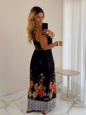 vestido boho chic azul