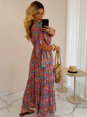 vestido midi estampado