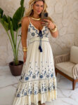 vestido boho chic luxo azul