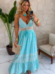vestido boho chic luna turquesa