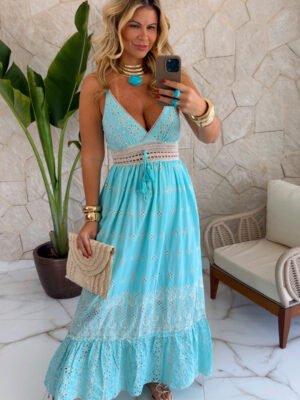 vestido boho chic luna turquesa