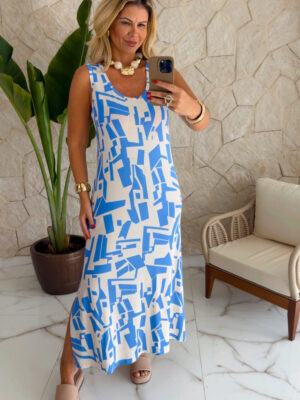 vestido longo listrado