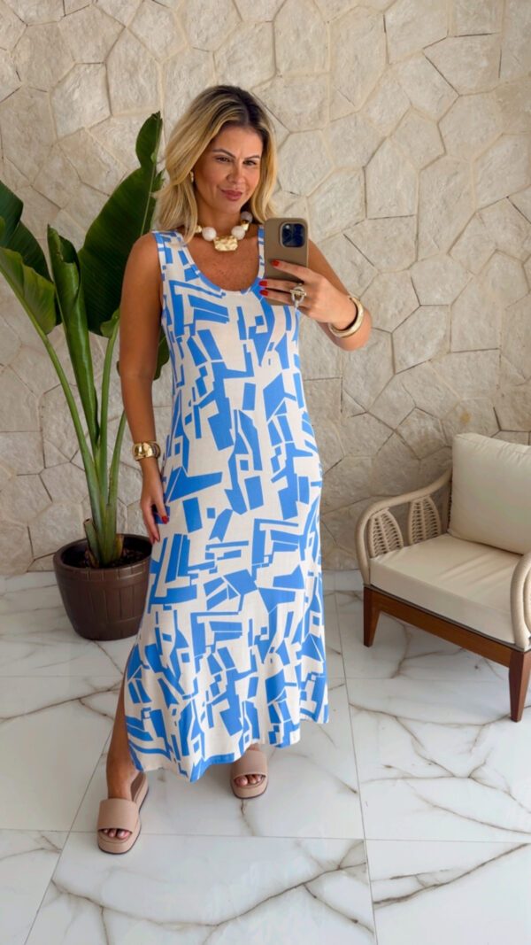 vestido longo listrado