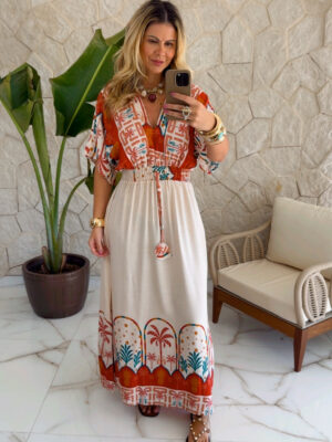 vestido midi estampado