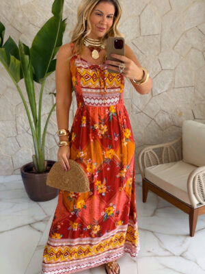 vestido viscose estampado