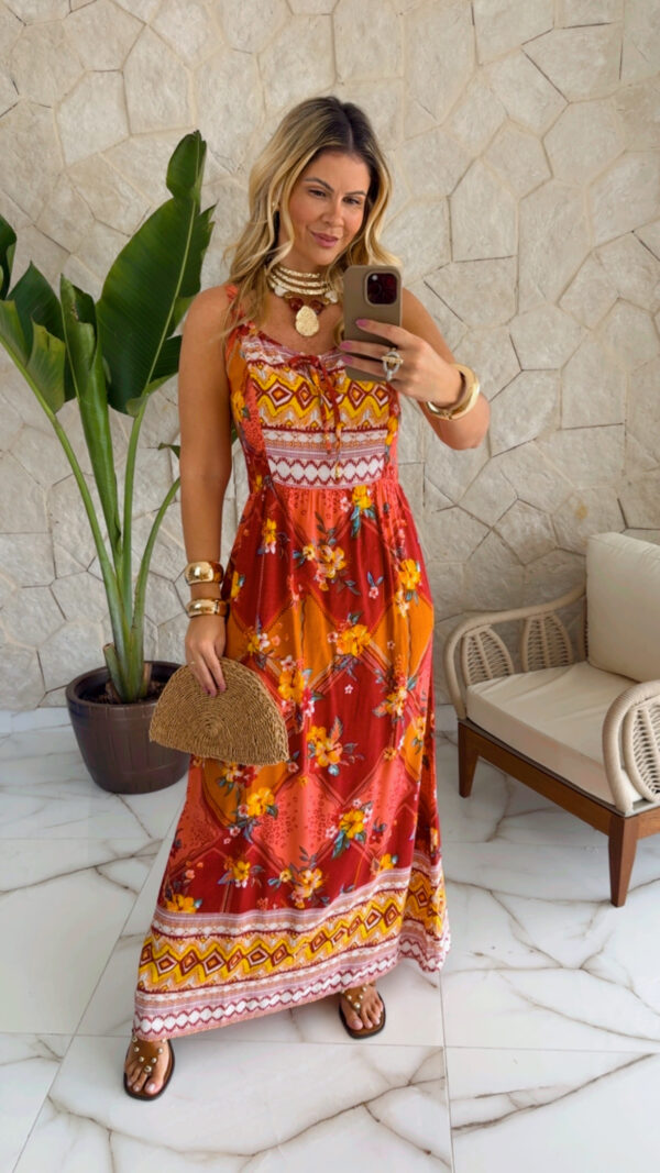 vestido viscose estampado