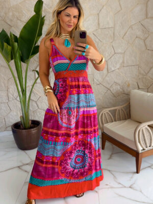 vestido viscose estampado