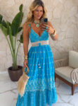 vestido boho chic luna turquesa