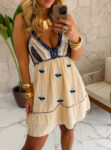 vestido boho chic azul